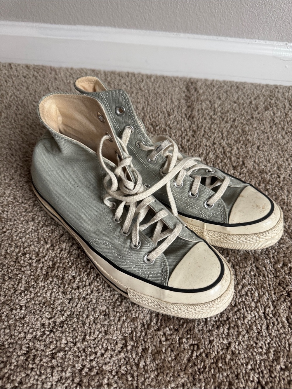 Converse High Top Sneakers in Light Gray and Cream